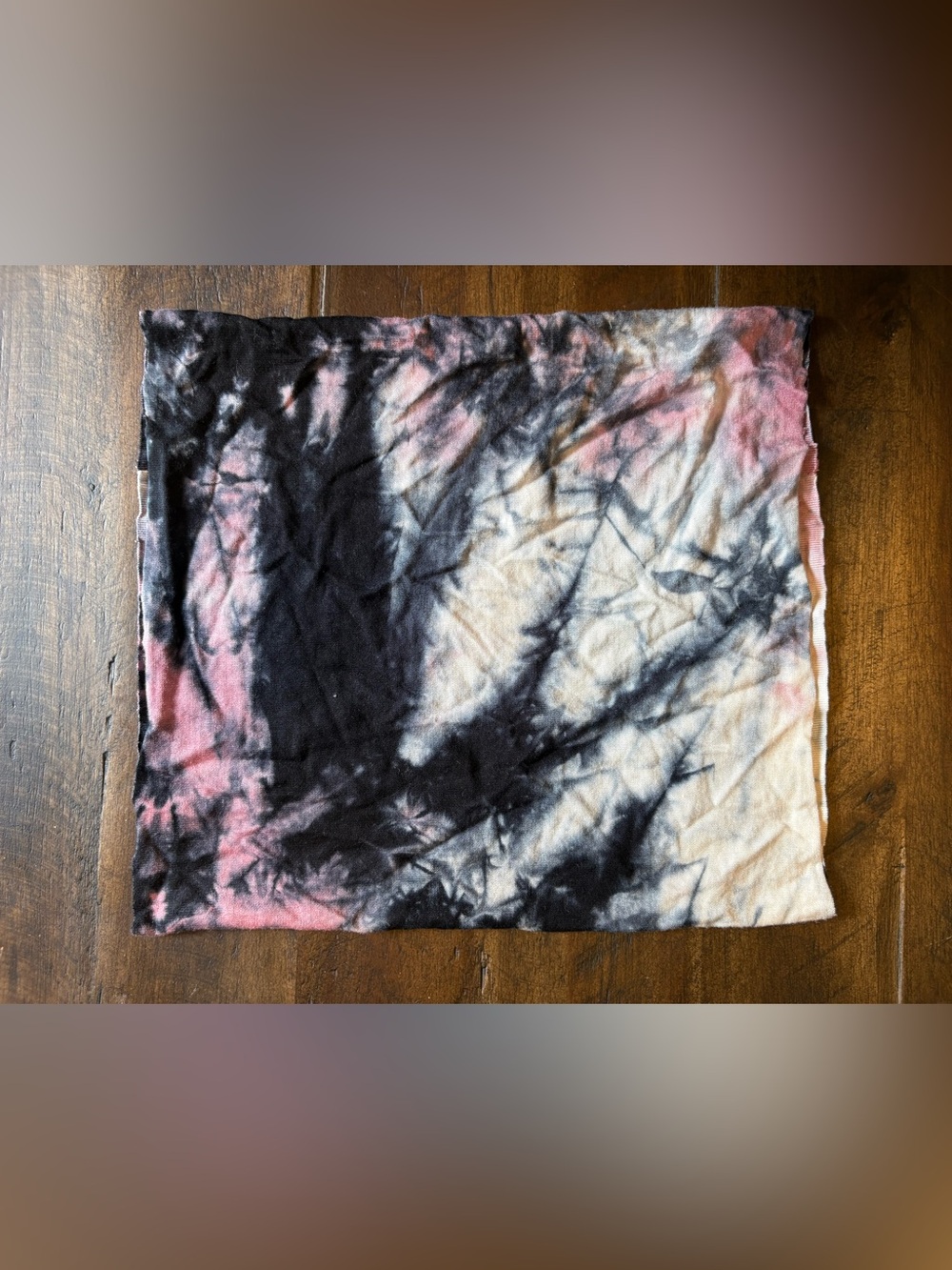 Tie-Dye Jersey T-Shirt-Like Material Stretch Headband in Black, Pink and Cream